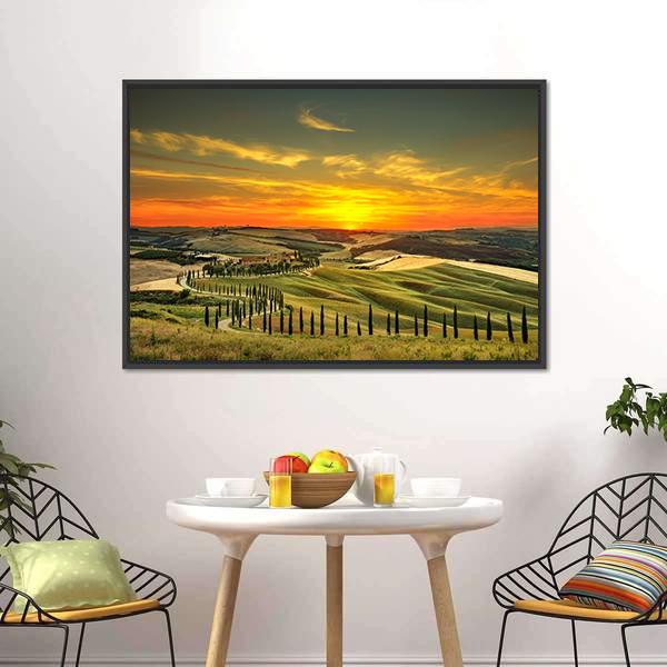Countryside Farm Italy Canvas Wall Art-1 Piece-Floating Frame-24" x 16"-Tiaracle