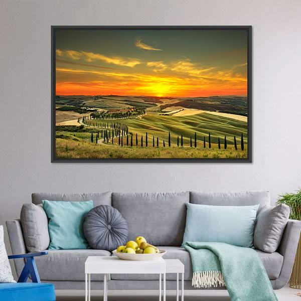 Countryside Farm Italy Canvas Wall Art-3 Horizontal-Gallery Wrap-25" x 16"-Tiaracle