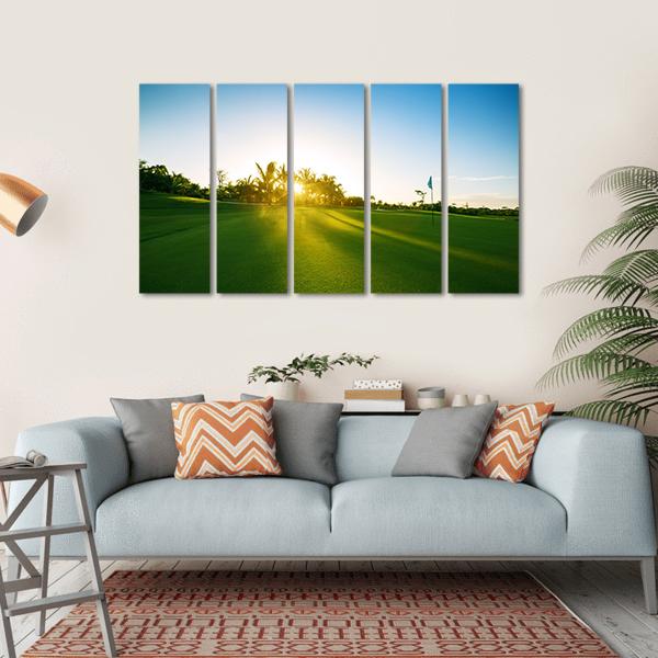 Countryside Golf Course Canvas Wall Art-5 Horizontal-Gallery Wrap-22" x 12"-Tiaracle