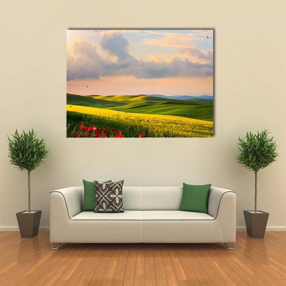 Italian Countryside at Golden Hour Canvas Wall Art - Tiaracle