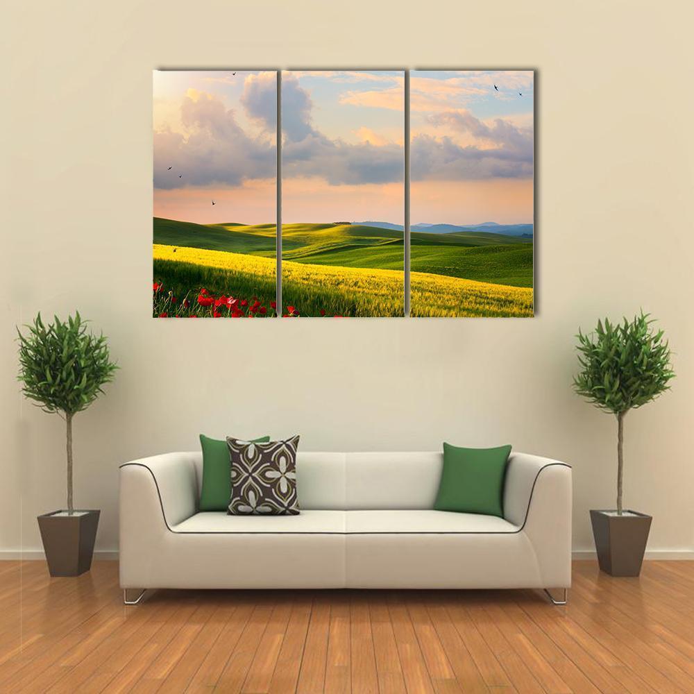 Countryside Landscape Italy Canvas Wall Art-3 Horizontal-Gallery Wrap-37" x 24"-Tiaracle