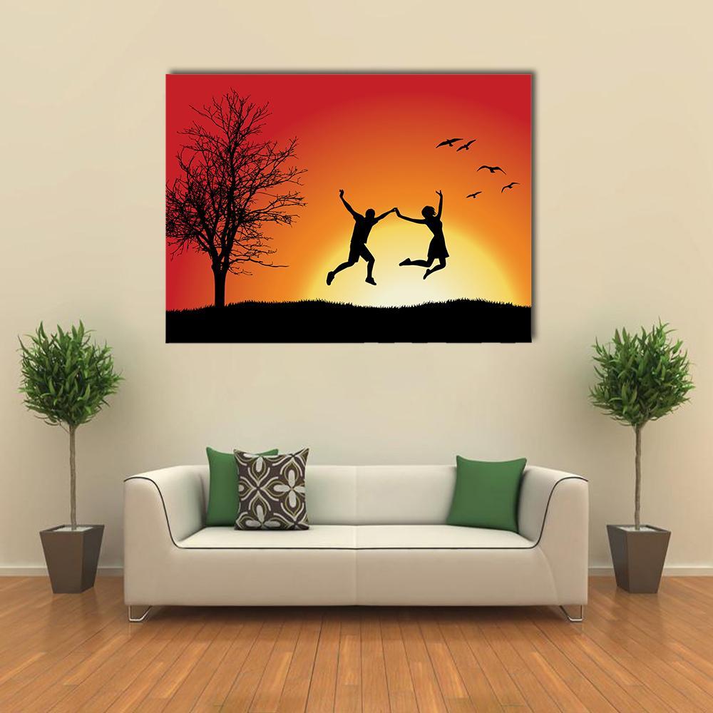 Couple Enjoying Success Canvas Wall Art-1 Piece-Gallery Wrap-36" x 24"-Tiaracle