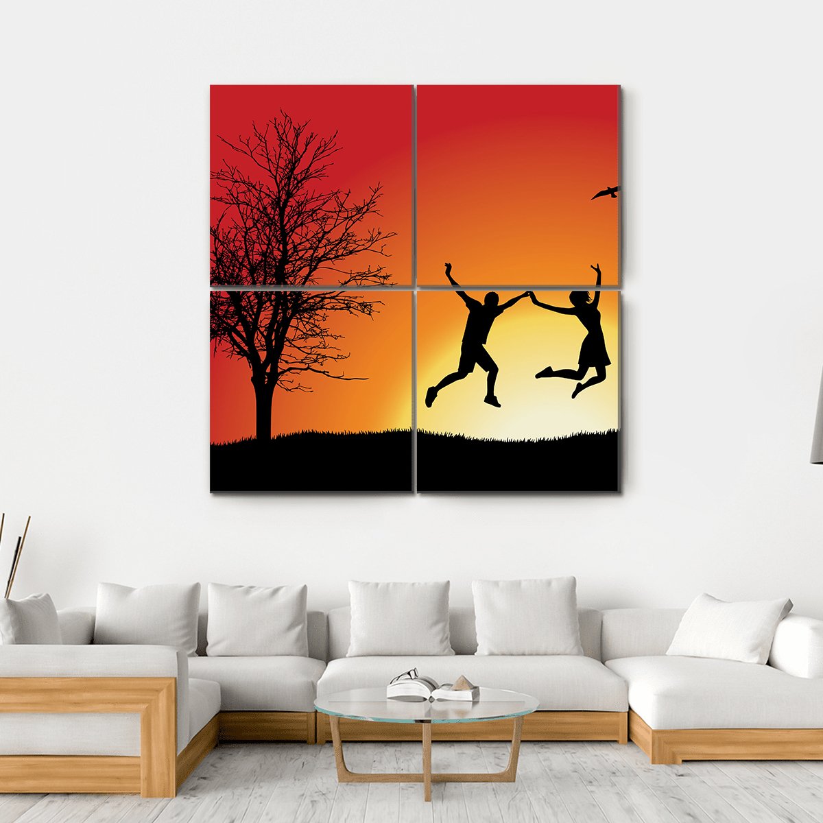 Couple Enjoying Success Canvas Wall Art-4 Square-Gallery Wrap-17" x 17"-Tiaracle