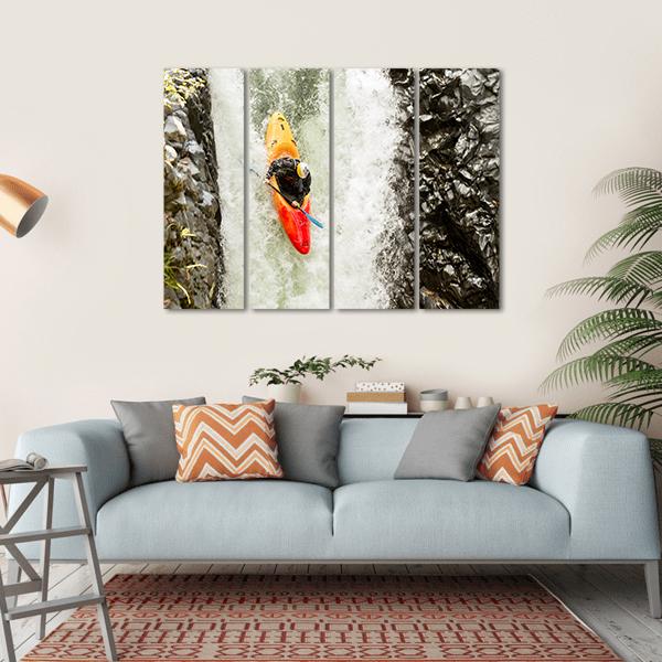 Courageous Kayaker Canvas Wall Art-4 Horizontal-Gallery Wrap-34" x 24"-Tiaracle