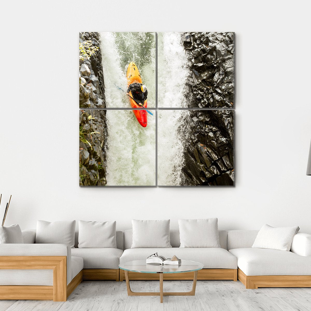 Courageous Kayaker Canvas Wall Art-4 Square-Gallery Wrap-17" x 17"-Tiaracle