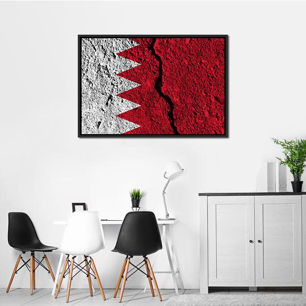 Cracked Bahrain Flag Panoramic Canvas Wall Art-1 Piece-36" x 12"-Tiaracle