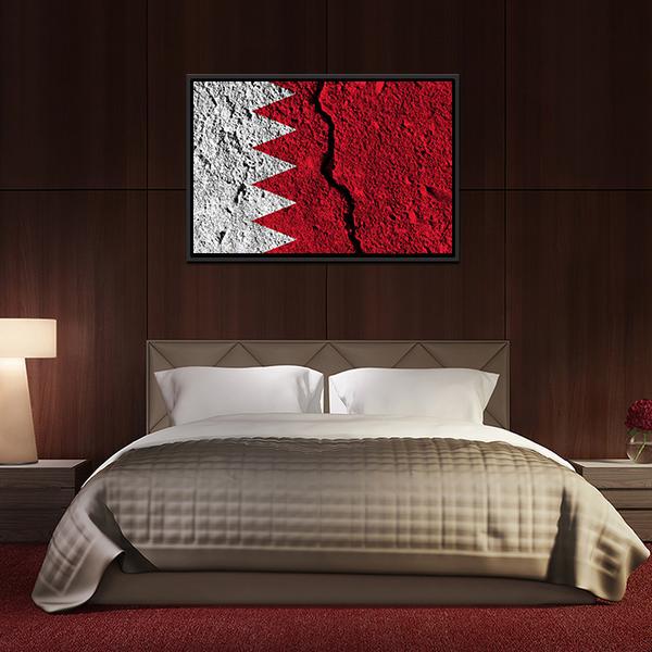 Cracked Bahrain Flag Panoramic Canvas Wall Art-1 Piece-36" x 12"-Tiaracle