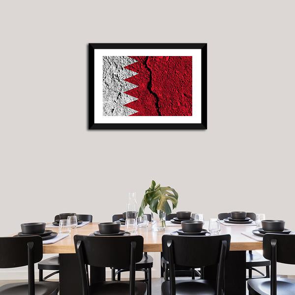 Cracked Bahrain Flag Panoramic Canvas Wall Art-1 Piece-36" x 12"-Tiaracle