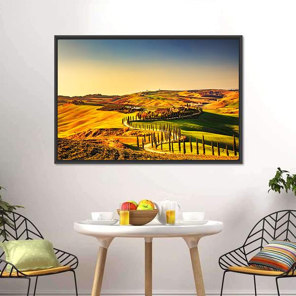 Crete Senesi Tuscany Canvas Wall Art-1 Piece-Floating Frame-24" x 16"-Tiaracle