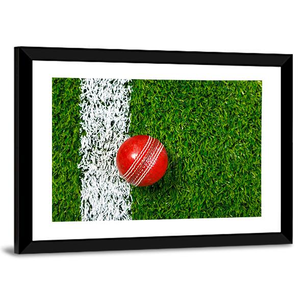 Cricket Ball On Grass Panoramic Canvas Wall Art-1 Piece-36" x 12"-Tiaracle
