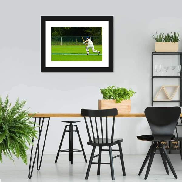 Cricket Player In Action Canvas Wall Art-5 Horizontal-Gallery Wrap-22" x 12"-Tiaracle