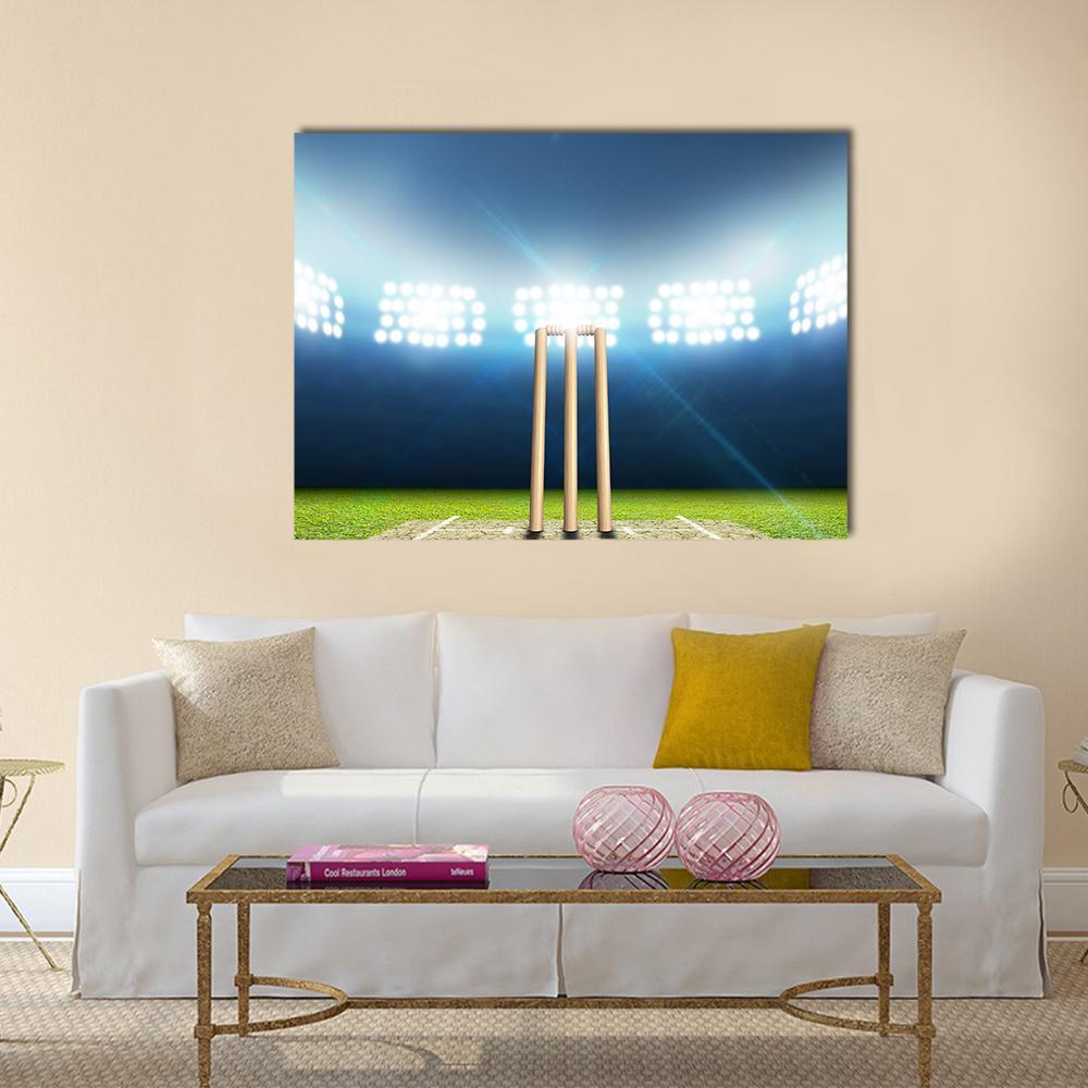 Cricket Stadium With Cricket Pitch Canvas Wall Art-1 Piece-Gallery Wrap-36" x 24"-Tiaracle