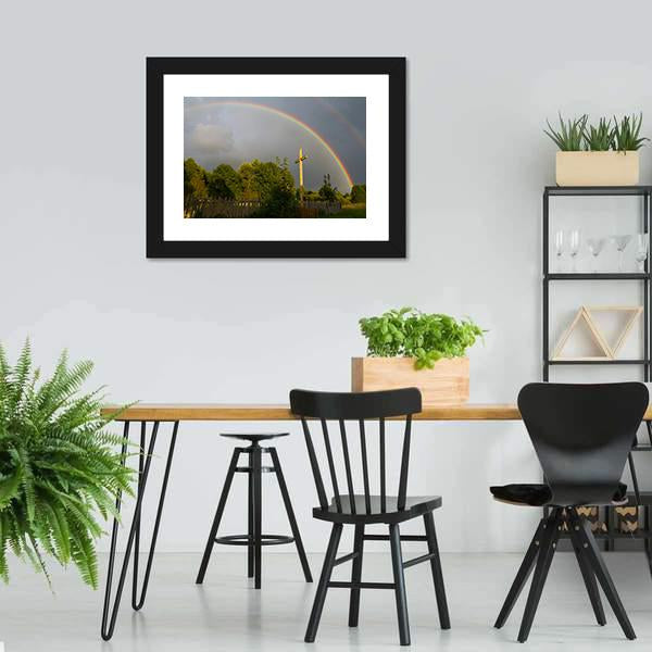 Cross & Rainbow Canvas Wall Art-5 Horizontal-Gallery Wrap-22" x 12"-Tiaracle