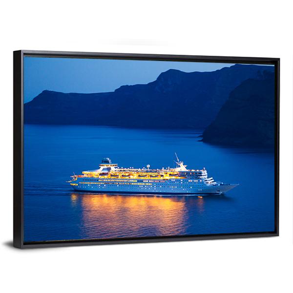 Cruise Ship At Sunset Canvas Wall Art-5 Horizontal-Gallery Wrap-22" x 12"-Tiaracle