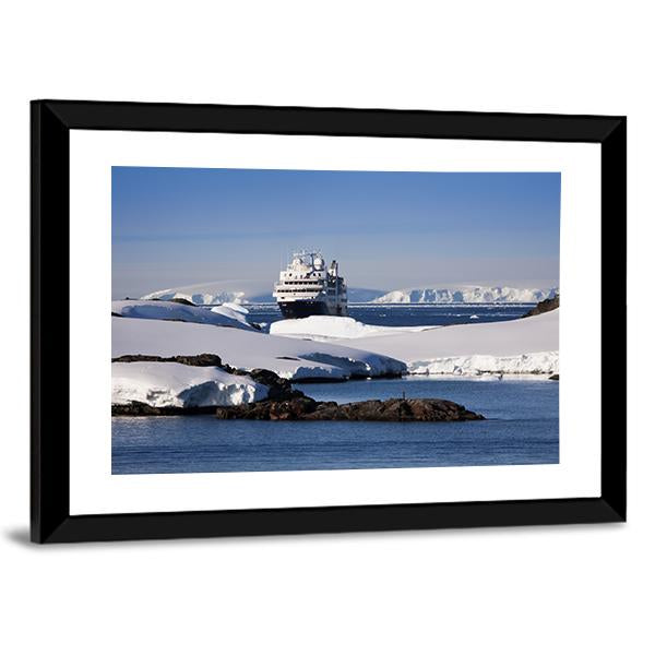 Cruise Ship In Antarctic Canvas Wall Art-5 Horizontal-Gallery Wrap-22" x 12"-Tiaracle