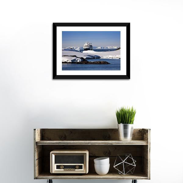 Cruise Ship In Antarctic Panoramic Canvas Wall Art-1 Piece-36" x 12"-Tiaracle