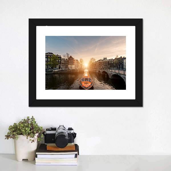 Cruise Ship In Canal Canvas Wall Art-3 Horizontal-Gallery Wrap-25" x 16"-Tiaracle
