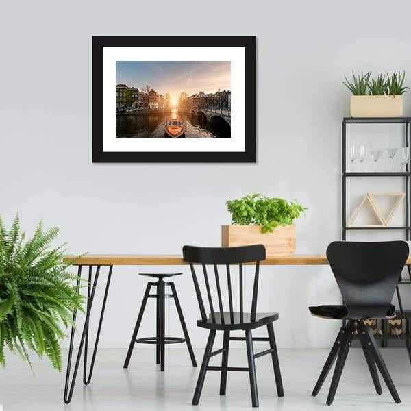 Cruise Ship In Canal Canvas Wall Art-3 Horizontal-Gallery Wrap-25" x 16"-Tiaracle