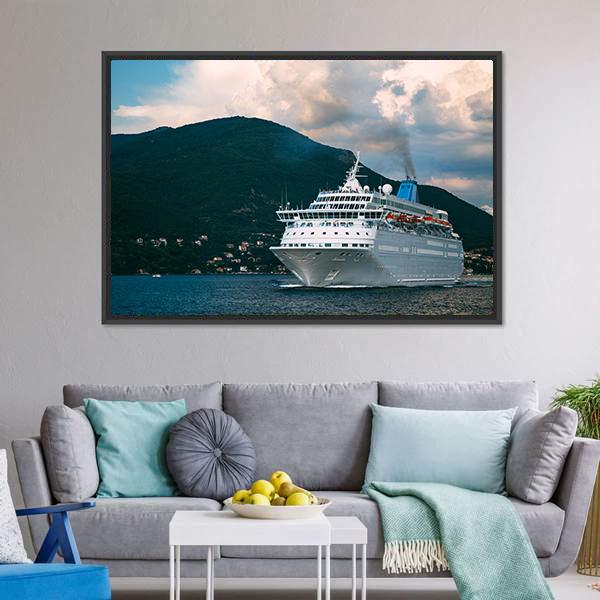 Cruise Ship In Kotor Bay Canvas Wall Art-5 Horizontal-Gallery Wrap-22" x 12"-Tiaracle