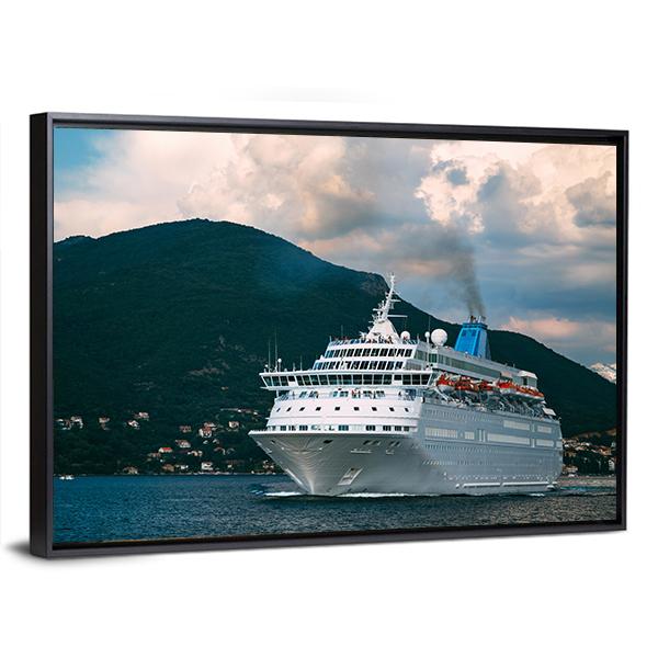 Cruise Ship In Kotor Bay Canvas Wall Art-5 Horizontal-Gallery Wrap-22" x 12"-Tiaracle