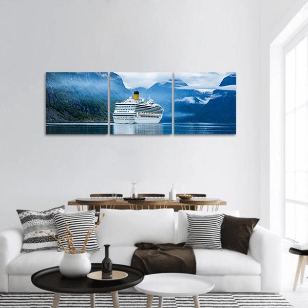 Cruise Ship Norway Panoramic Canvas Wall Art-3 Piece-25" x 08"-Tiaracle