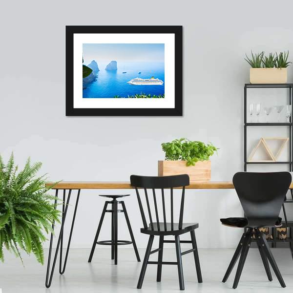 Cruise Ship In Tyrrhenian Sea Canvas Wall Art-3 Horizontal-Gallery Wrap-25" x 16"-Tiaracle