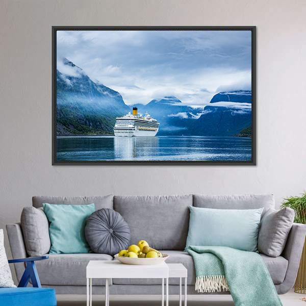 Cruise Ship Norway Canvas Wall Art-5 Horizontal-Gallery Wrap-22" x 12"-Tiaracle