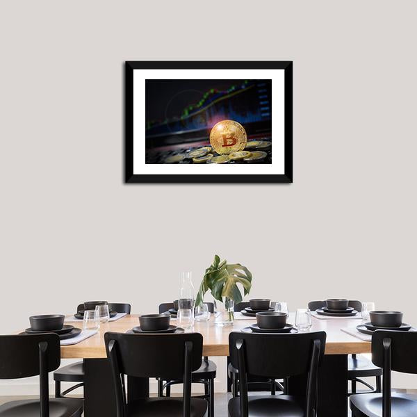 Cryptocurrency Bitcoins Canvas Wall Art-3 Horizontal-Gallery Wrap-25" x 16"-Tiaracle