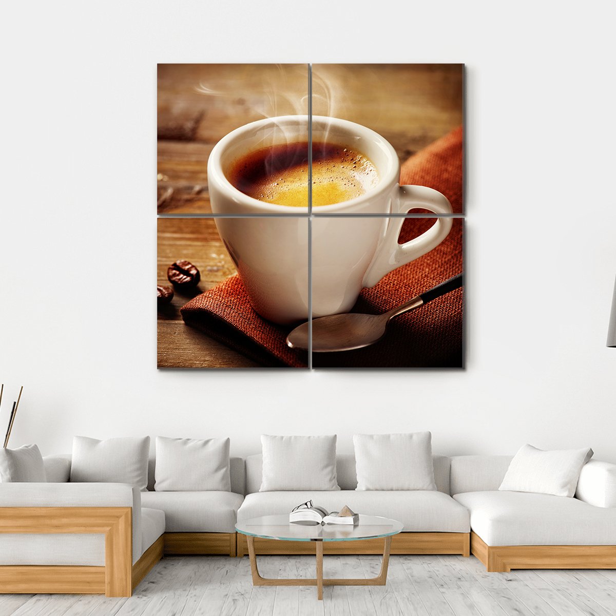 Cup Of Espresso Canvas Wall Art-4 Square-Gallery Wrap-17" x 17"-Tiaracle