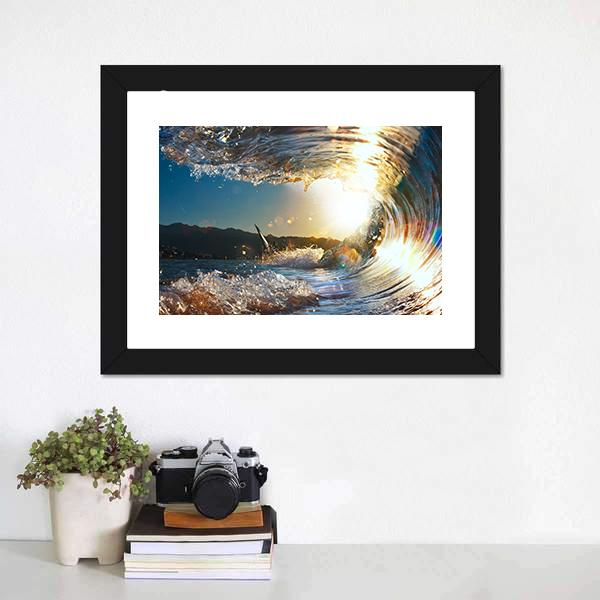 Curly Breaking Wave Canvas Wall Art-1 Piece-Framed Print-42" x 14"-Tiaracle