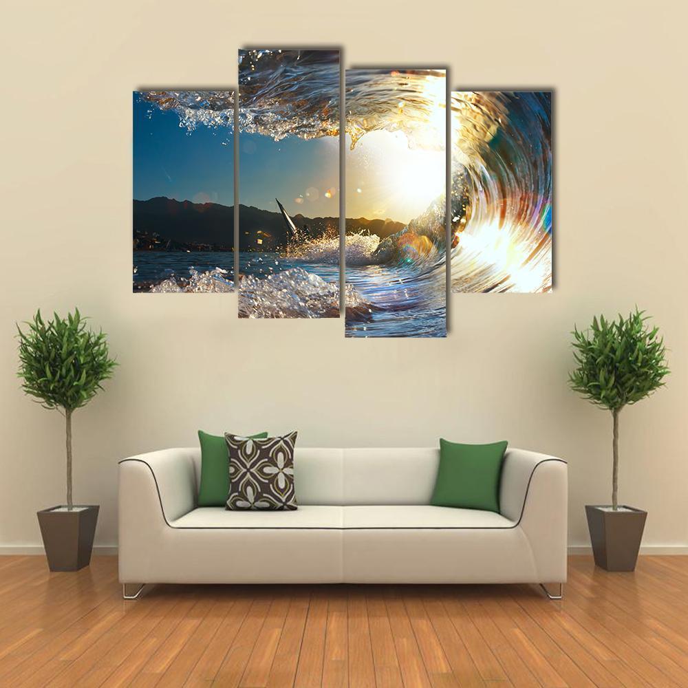 Curly Breaking Wave Canvas Wall Art-4 Pop-Gallery Wrap-50" x 32"-Tiaracle
