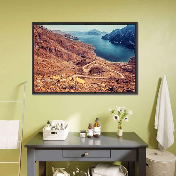 Curve Road On Mountain Canvas Wall Art-5 Horizontal-Gallery Wrap-22" x 12"-Tiaracle