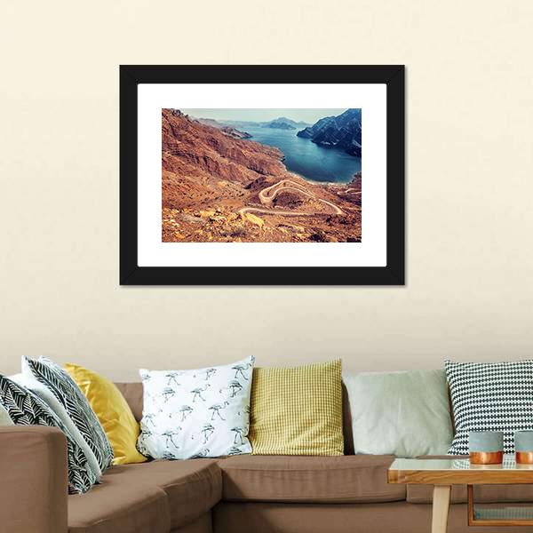 Curve Road On Mountain Canvas Wall Art-1 Piece-Framed Print-20" x 16"-Tiaracle