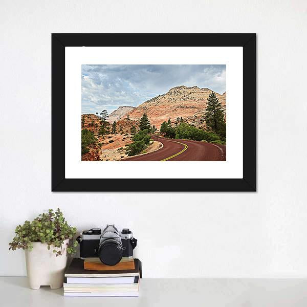 Curved Red Rock Road Canvas Wall Art-3 Horizontal-Gallery Wrap-25" x 16"-Tiaracle
