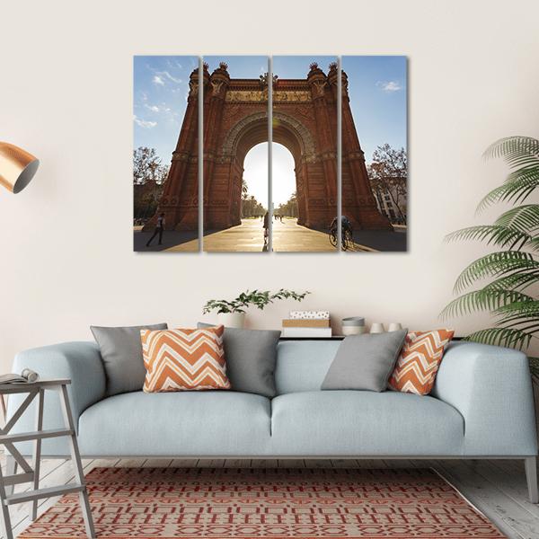 Cyclist At Arc De Triomph Canvas Wall Art-4 Horizontal-Gallery Wrap-34" x 24"-Tiaracle