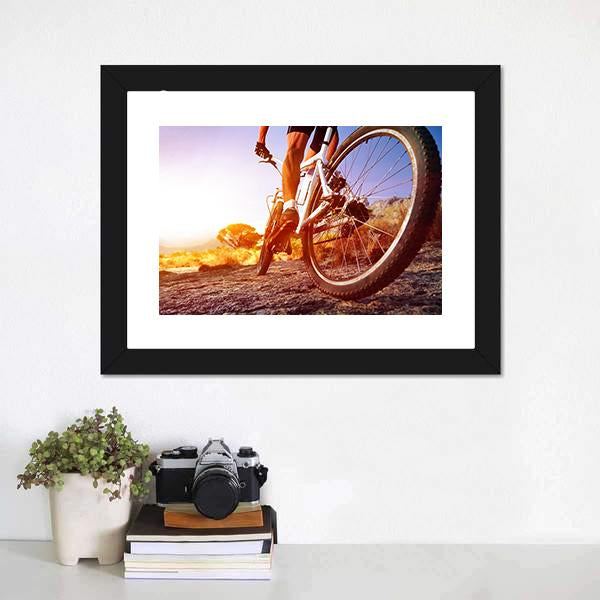 Cyclist On Rocky Trail Canvas Wall Art-3 Horizontal-Gallery Wrap-25" x 16"-Tiaracle