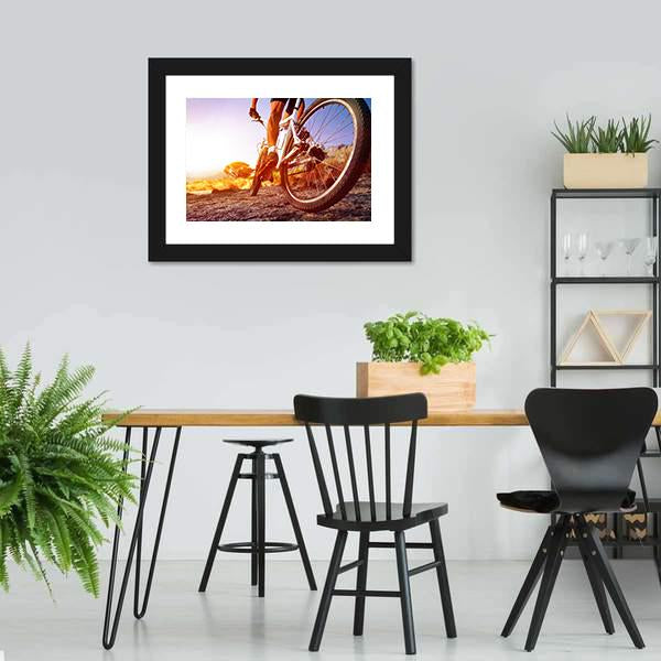 Cyclist On Rocky Trail Canvas Wall Art-3 Horizontal-Gallery Wrap-25" x 16"-Tiaracle