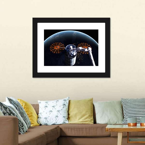 Cygnus Spacecraft In Space Canvas Wall Art-1 Piece-Framed Print-20" x 16"-Tiaracle