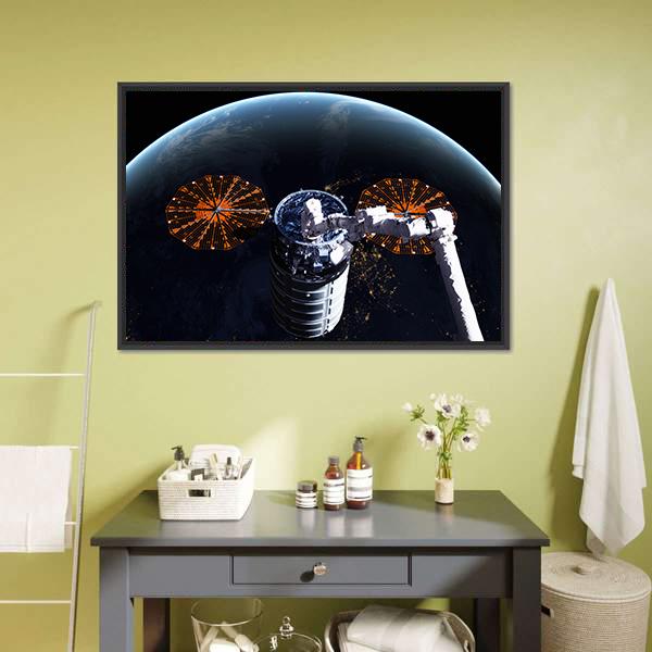 Cygnus Spacecraft In Space Canvas Wall Art-3 Horizontal-Gallery Wrap-25" x 16"-Tiaracle