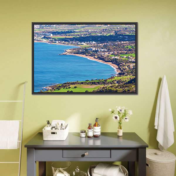 Cyprus Latchi Panorama Canvas Wall Art-3 Horizontal-Gallery Wrap-25" x 16"-Tiaracle