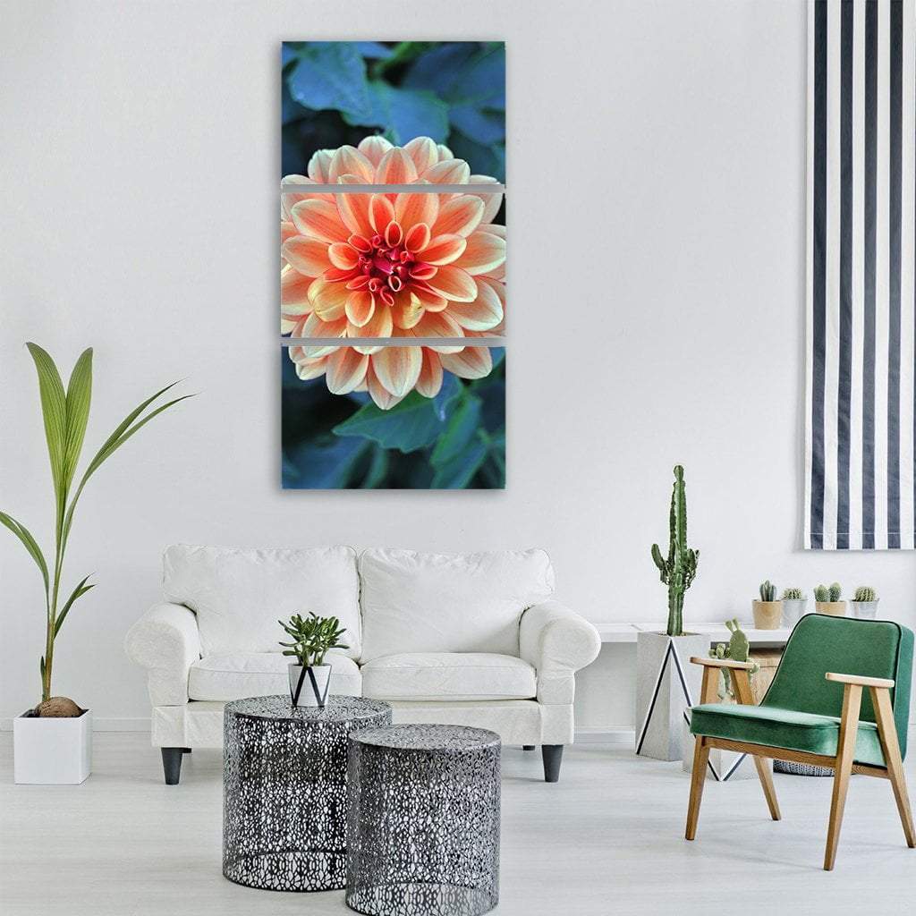 Dahlia Flower Blossom Vertical Canvas Wall Art-3 Vertical-Gallery Wrap-12" x 25"-Tiaracle