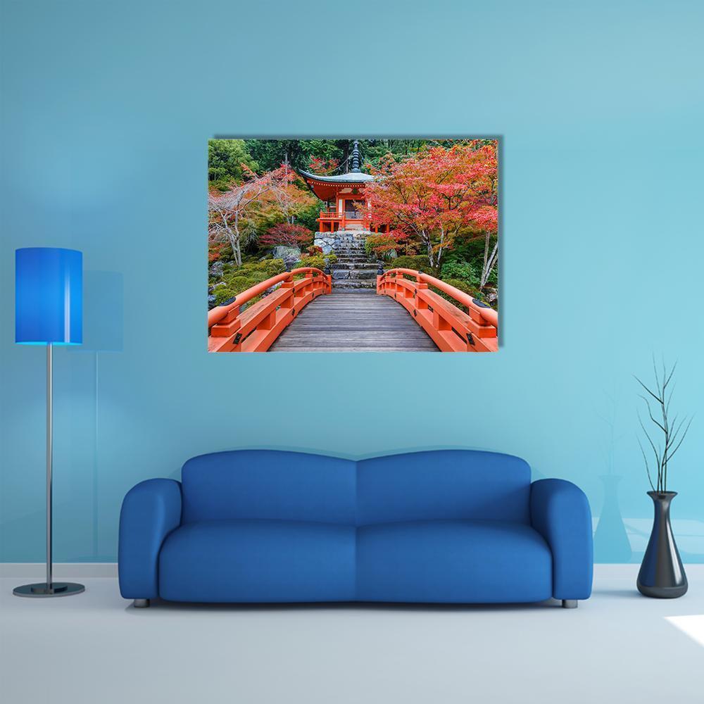 Daigoji Temple In Autumn Canvas Wall Art-1 Piece-Gallery Wrap-48" x 32"-Tiaracle