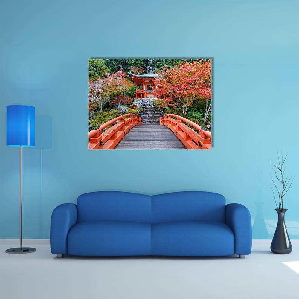 Daigoji Temple In Autumn Canvas Wall Art-1 Piece-Gallery Wrap-36" x 24"-Tiaracle