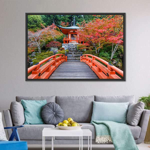 Daigoji Temple In Autumn Canvas Wall Art-3 Horizontal-Gallery Wrap-25" x 16"-Tiaracle