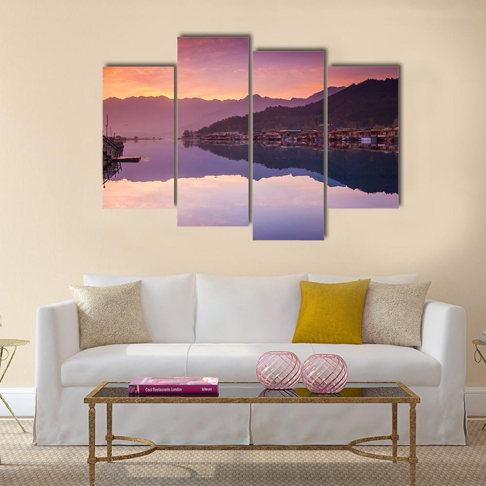 Dal Lake Kashmir Canvas Wall Art-4 Pop-Gallery Wrap-50" x 32"-Tiaracle
