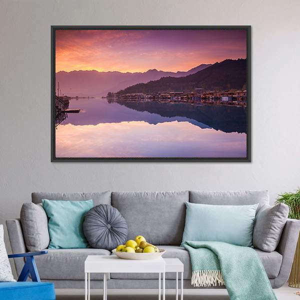 Dal Lake Kashmir Canvas Wall Art-3 Horizontal-Gallery Wrap-25" x 16"-Tiaracle