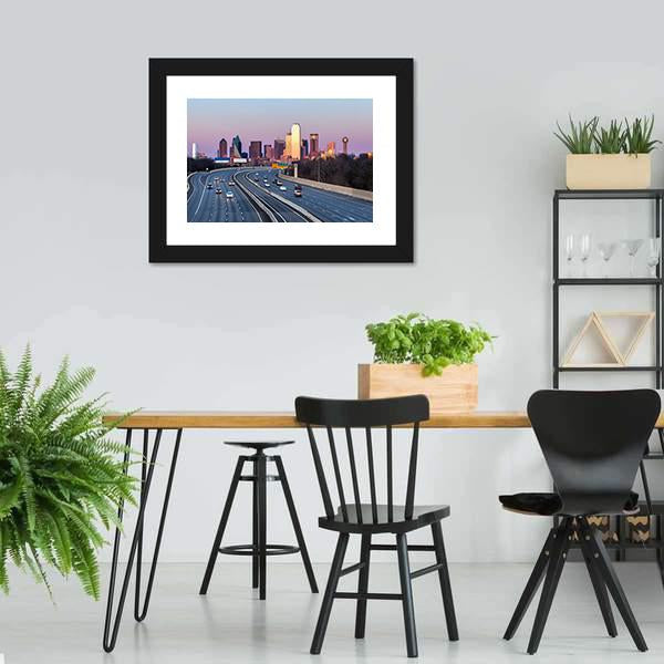 Dallas Downtown Skyline Canvas Wall Art-3 Horizontal-Gallery Wrap-25" x 16"-Tiaracle