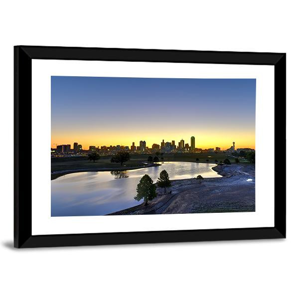 Dallas Skyline At Sunrise Canvas Wall Art-5 Horizontal-Gallery Wrap-22" x 12"-Tiaracle
