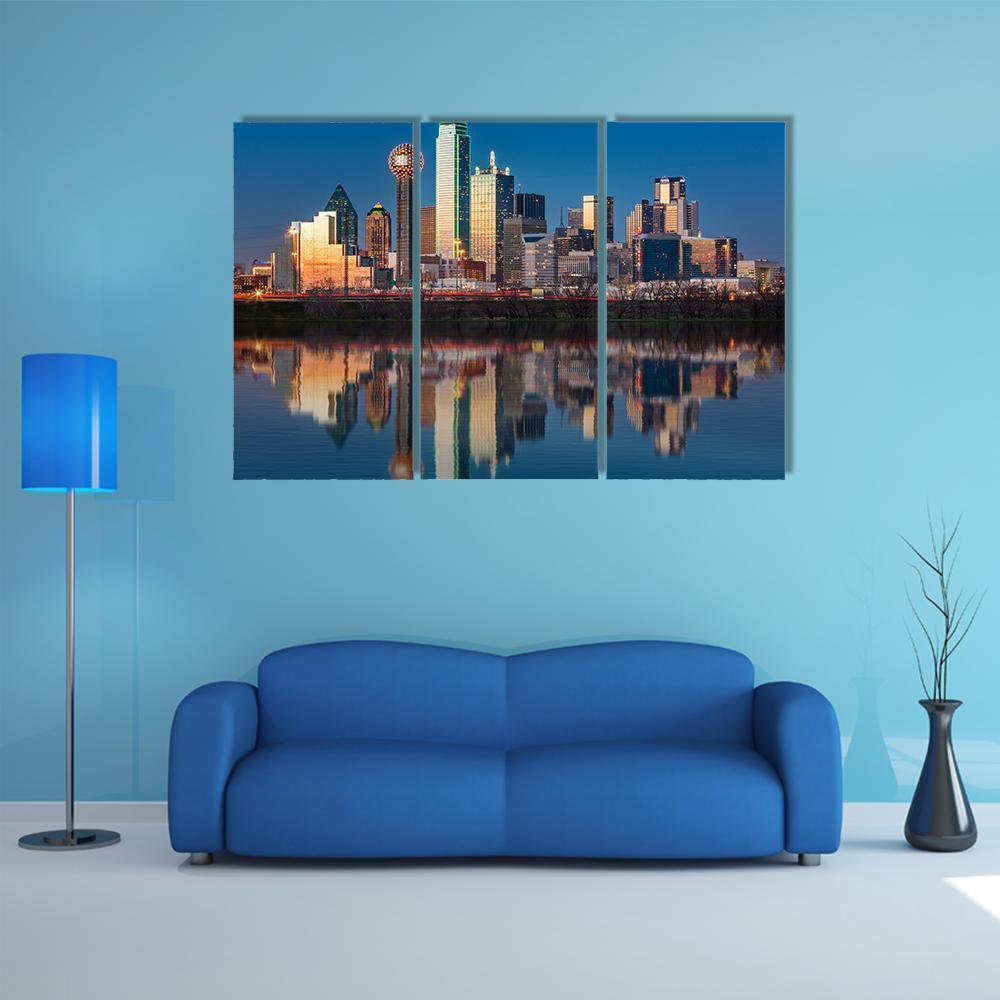 Dallas Skyline Canvas Wall Art-3 Horizontal-Gallery Wrap-37" x 24"-Tiaracle