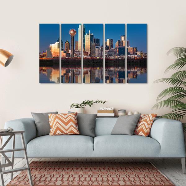 Dallas Skyline Canvas Wall Art-5 Horizontal-Gallery Wrap-22" x 12"-Tiaracle